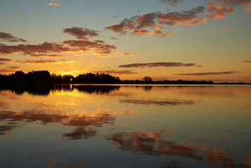 sunset over the lagoon with beautiful colors