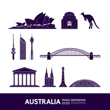 Australia Travel Destination Grand Vector Illustration.