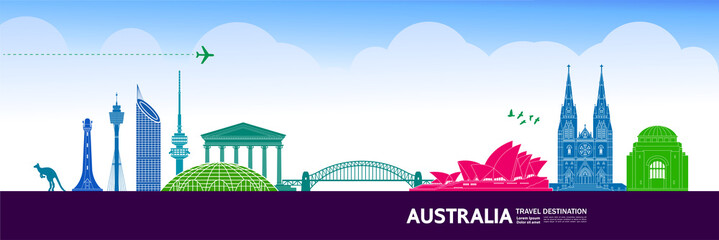 Fototapete - Australia travel destination grand vector illustration.