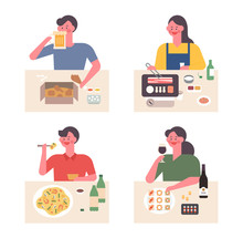 Koreans Like Alcohol And Food. Food That Goes Well With Beer, Wine, Soju, And Rice Wine. Vector Design Illustrations.