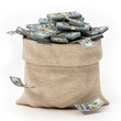 Sack full of money isolated on white background. 3D illustration