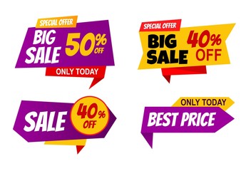 Wall Mural - best offer price and big sale pricing tag badge design.store discount banner card isolated vector icons collection