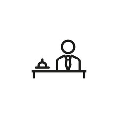 Poster - Hotel manager line icon. Guest relation manager, service, staff. Hotel concept. Vector illustration can be used for topics like hotel business, tourism, service industry