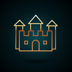 Poster - Gold line Castle icon isolated on dark blue background. Vector Illustration