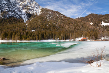 Wall Mural - Lake Dobbiaco (Lago di Dobbiaco), Dolomites - South Tyrol, Alto Adige, Bolzano, Italy