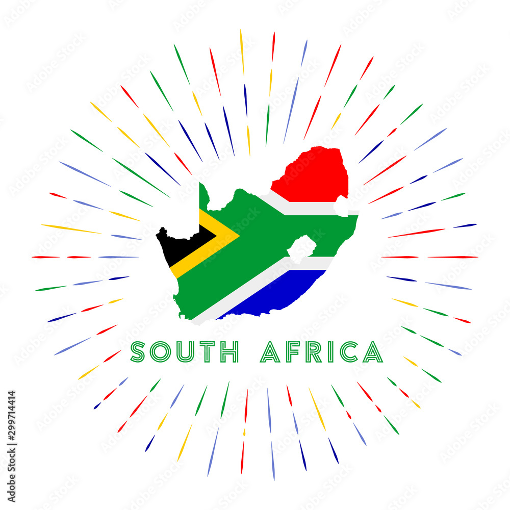 South Africa sunburst badge. The country sign with a map of South ...