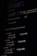 word collage on black background, c code