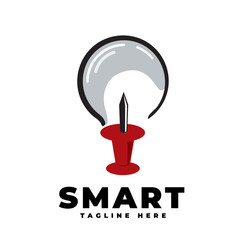 Wall Mural - smart pin pointer light bulb logo design inspiration