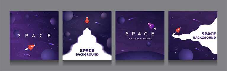 Wall Mural - vector illustration in abstract flat style. minimalistic color space. space exploration concept. pos