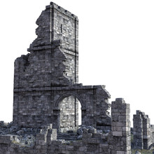 3D Rendered Ancient Castle Ruins On White Background - 3D Illustration