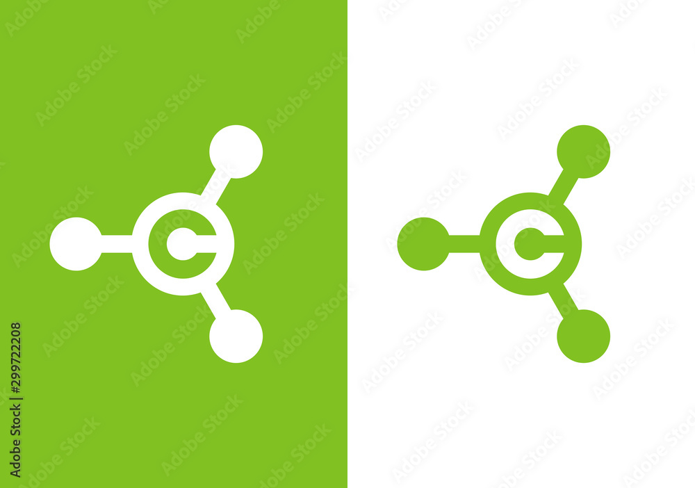Letter C and network connection symbol, hub logo icon design template ...