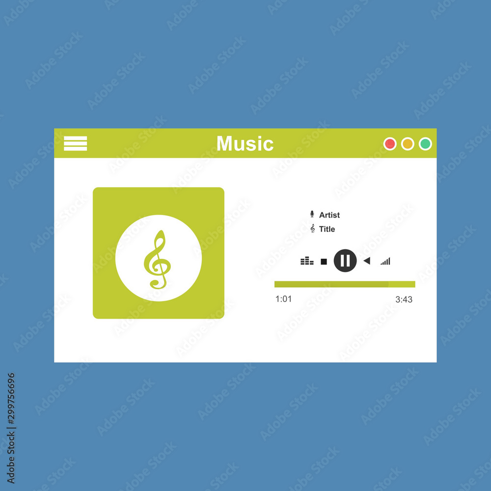 Vector illustration of music player flat design concept. Development ...