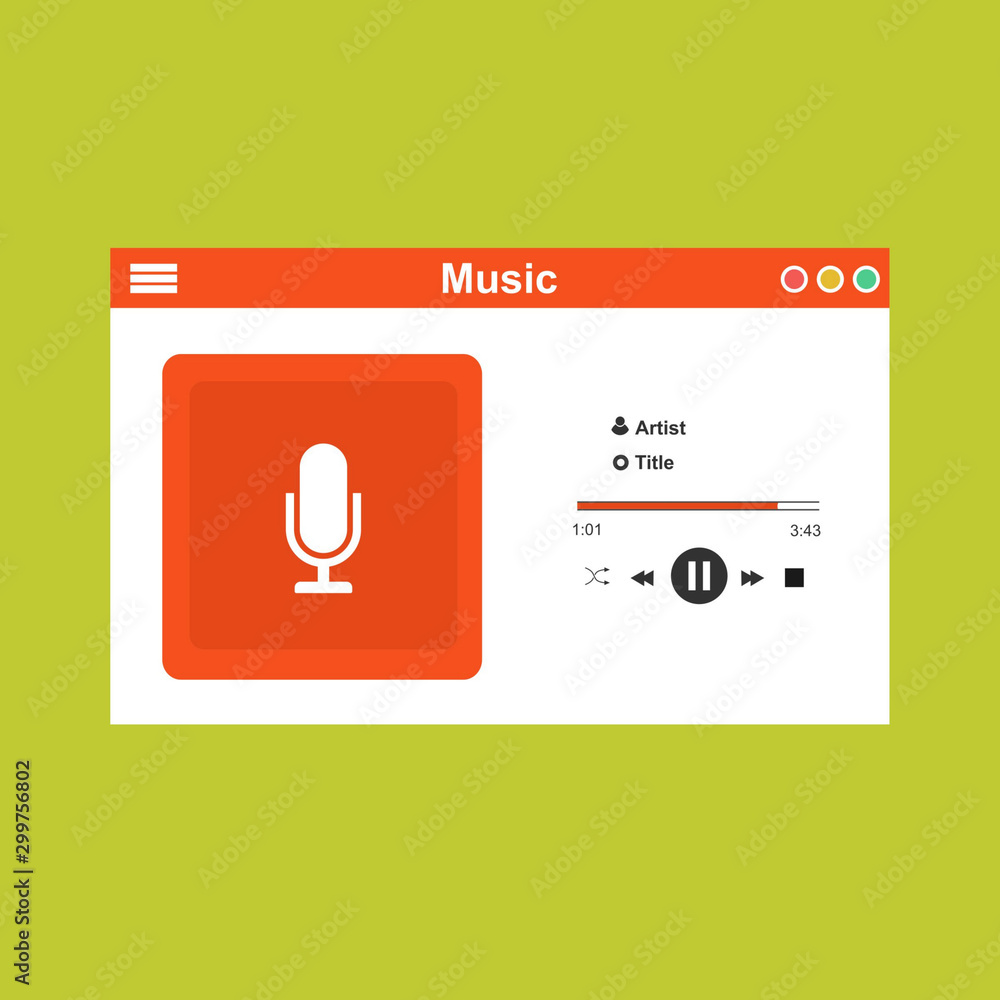 Vector illustration of music player flat design concept. Development ...