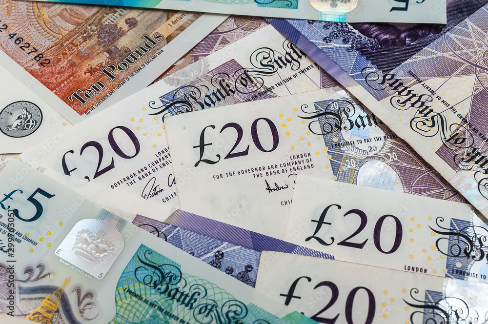 British pounds banknotes  - obrazy, fototapety, plakaty 