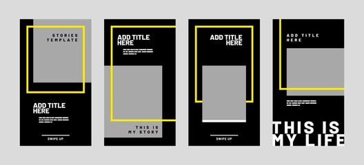 Wall Mural - set of minimalistic stories for social media. pack for creating your unique content. story mockup.