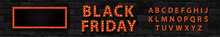Vector Realistic Isolated Marquee Sign Of Black Friday Logo With Broadway Frame And Light Bulb Font For Template Decoration And Covering On The Wall Background.