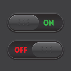 On and off tumbler. User interface element slider switch