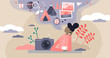 Sweet memories vector illustration. Tiny nostalgia feeling persons concept.