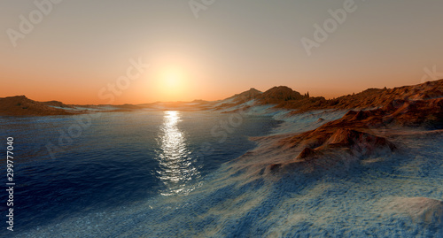 Water on Mars like Planet Shot from Space extremely detailed and realistic 3d...