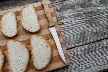   white bread on a cutting board