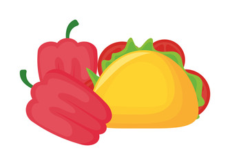 Sticker - pepper red with taco food isolated icon