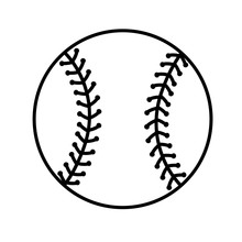 Baseball Ball Clipart. Sports Design Stock File. Sport Ball Outline Drawing. Isolated On Transparent Background.