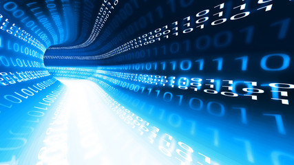 Datentunnel, Highspeed Datenübertragung mit blauen Binärcode