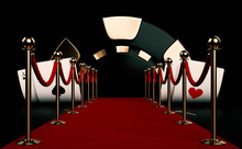 Red Carpet Poker Concept With Four Aces - 3D Illustration
