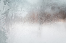 Translucent Frosted Glass Due To Frozen Frost.