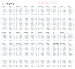 Canvas Print - Collection of Linear Business Icons