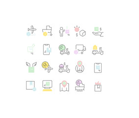 Poster - Set Vector Line Icons of Delivery Business