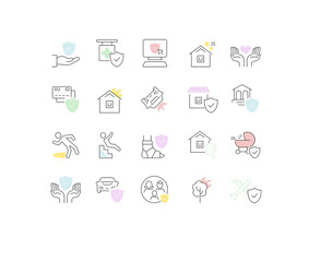 Poster - Set Vector Line Icons of Insurance