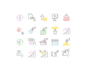 Sticker - Set Vector Line Icons of Investment