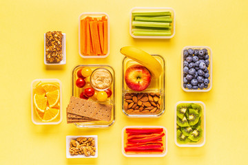 Healthy snack on a pastel background.