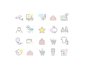 Wall Mural - Set Vector Line Icons of Trade and Shopping