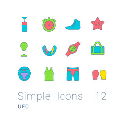 Poster - Set of Simple line Icons of UFC