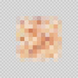 Censor blur effect texture isolated on transparent background. Blurry pixel color censorship element. Vector nude skin tone pattern.