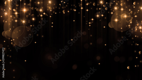 Cuadros en Lienzo Luxury gold bokeh on black background