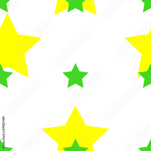 Seamless pattern with colored stars isolated on a white background.  For fabr...