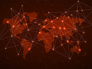 Abstract world map with network connection, technology concept