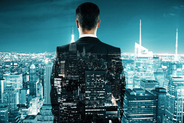 Poster - Businessman in night city