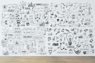 Wall Mural - Business sketch on concrete wall