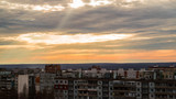 Fototapeta  - view of city at sunset