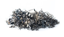 Pile Of Scrap Metal Shavings Isolated On White Background