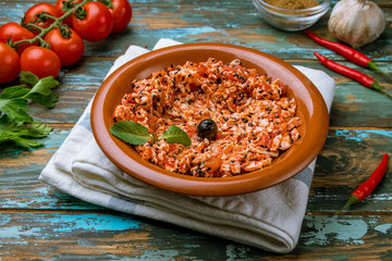 Wall Mural - Shanglish lebanese cuisine on wooden table