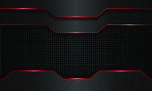 Dark Red Technology Background, Modern Technology Wallpaper, Dark Black And Red Line, Futuristic Deep Background, Vector.