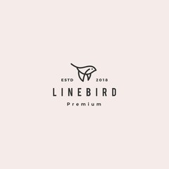 Poster - flying bird logo hipster retro vintage vector icon illustration line outline monoline