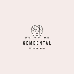 Sticker - gems dental logo hipster retro vintage for dentist and dentistry