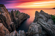 Tojinbo cliffs at dusk