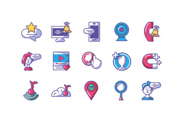 Sticker - set of icons social media on white background